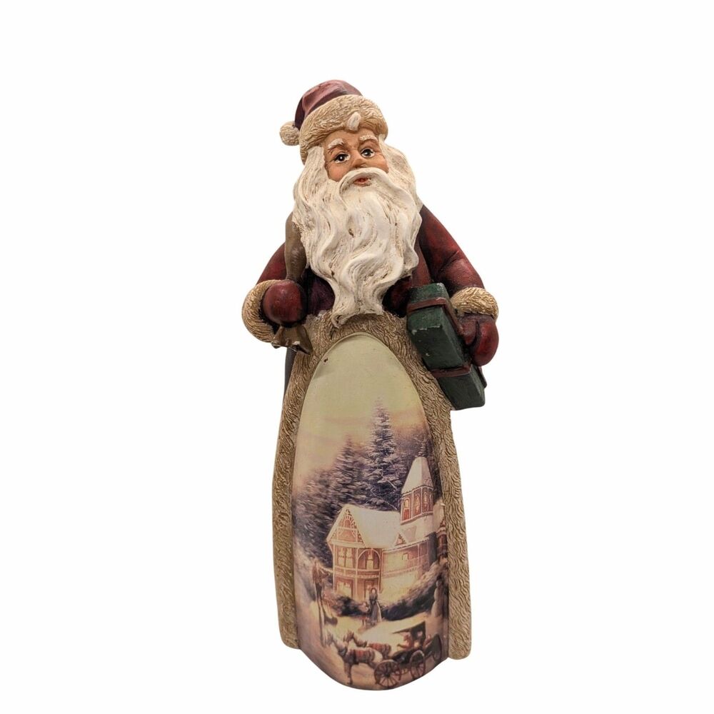 Santa Claus 8" Country Style Christmas Figurine Wintery Country Scene Front